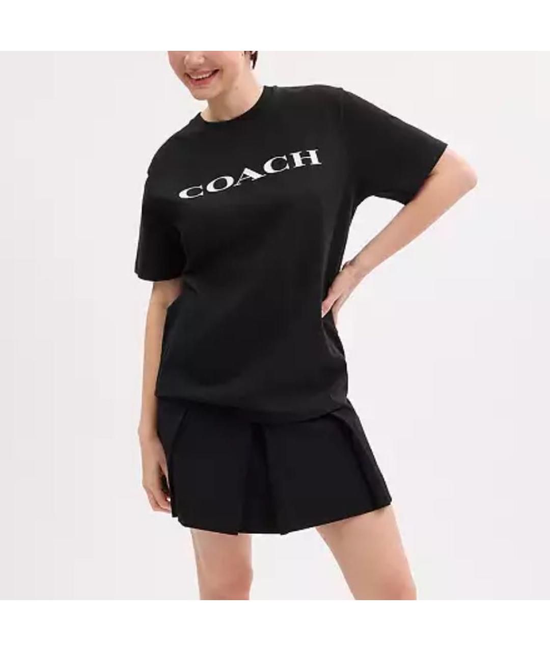 COACH Черная хлопковая футболка, фото 2