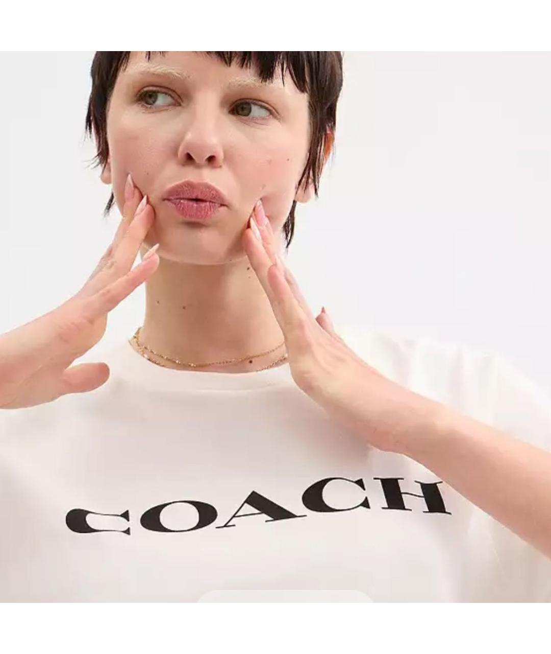 COACH Белая хлопковая футболка, фото 4