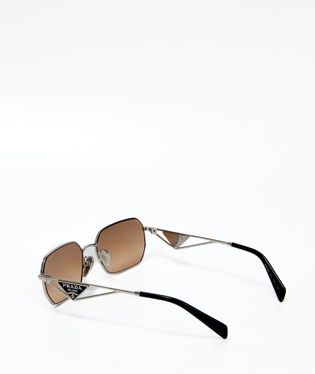 PRADA Коричневые металлические солнцезащитные очки, фото 3