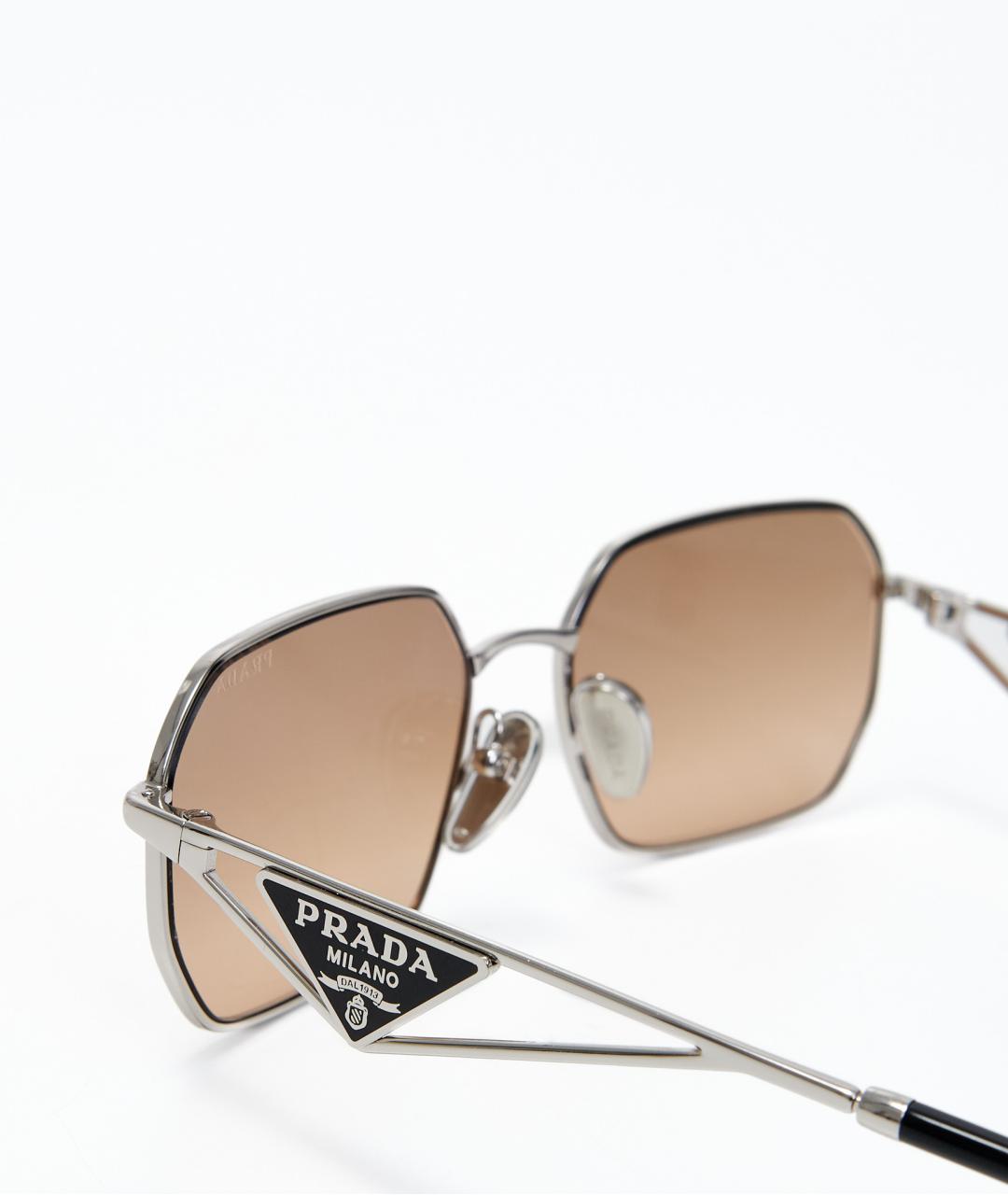 PRADA Коричневые металлические солнцезащитные очки, фото 4