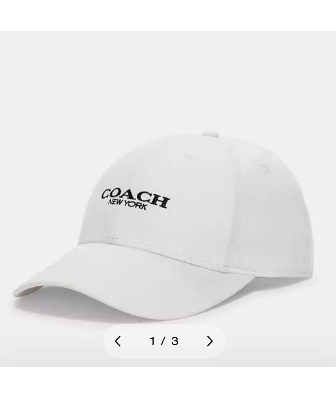COACH Белая хлопковая кепка, фото 4
