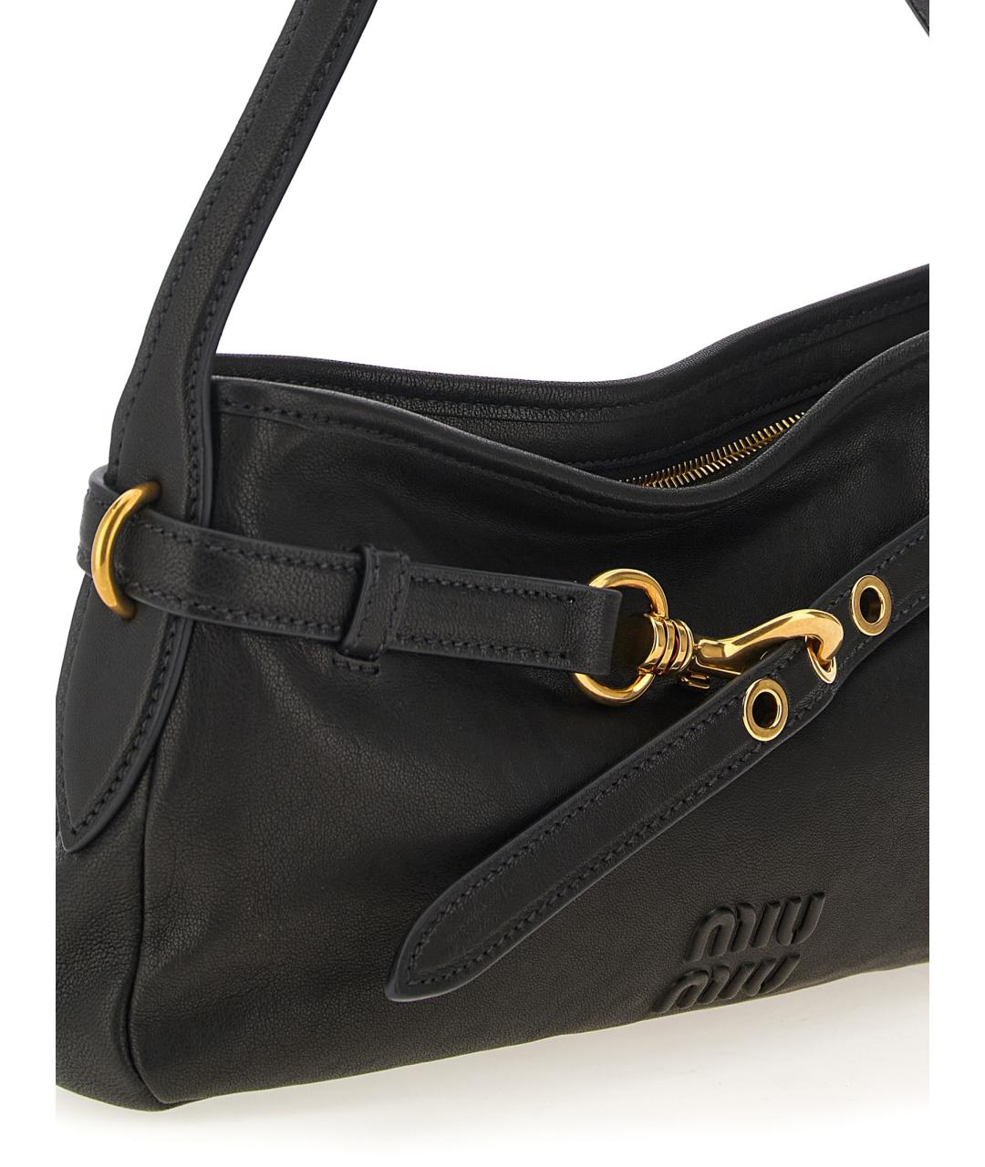 MIU MIU Черная кожаная сумка через плечо, фото 3