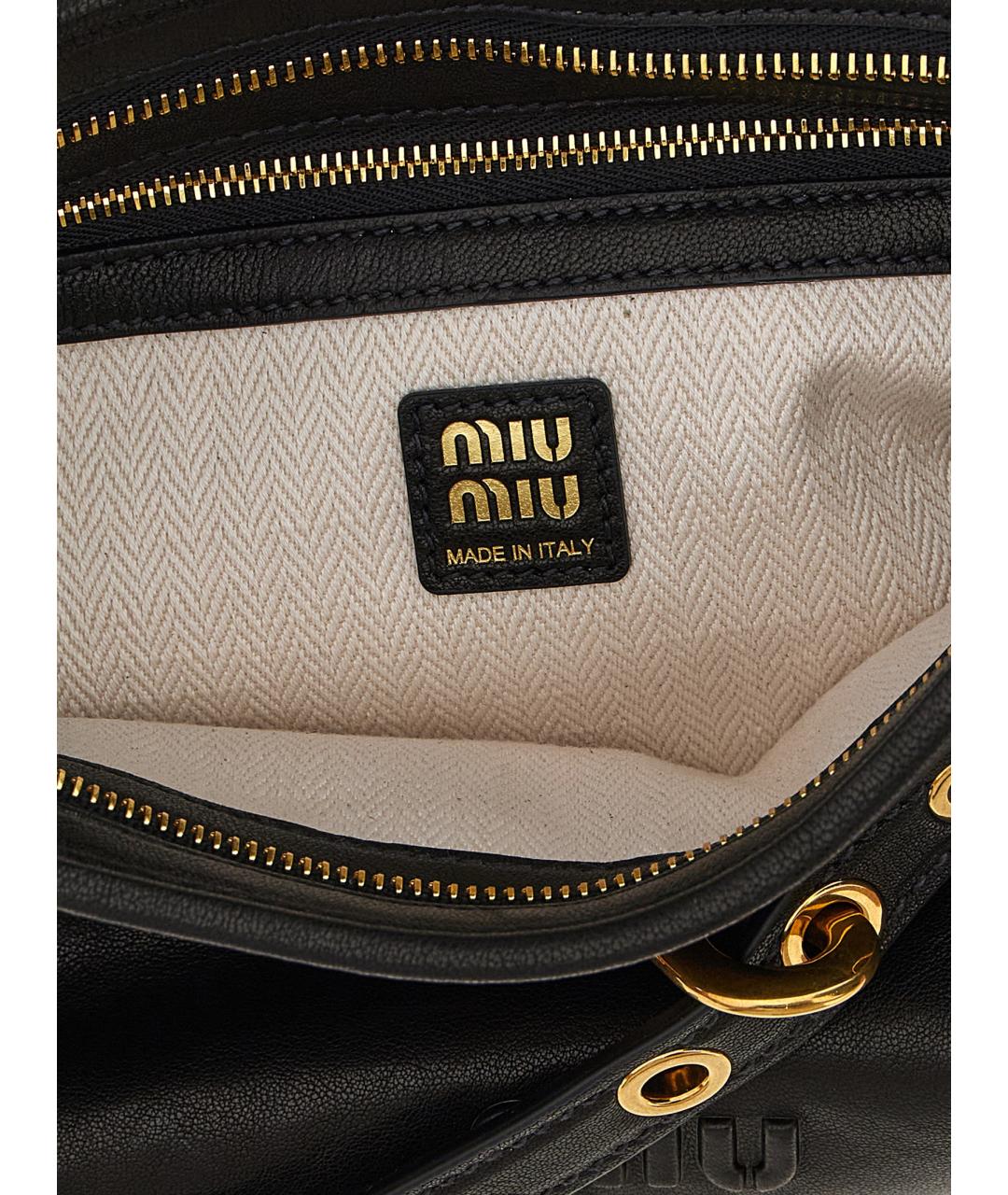 MIU MIU Черная кожаная сумка через плечо, фото 4