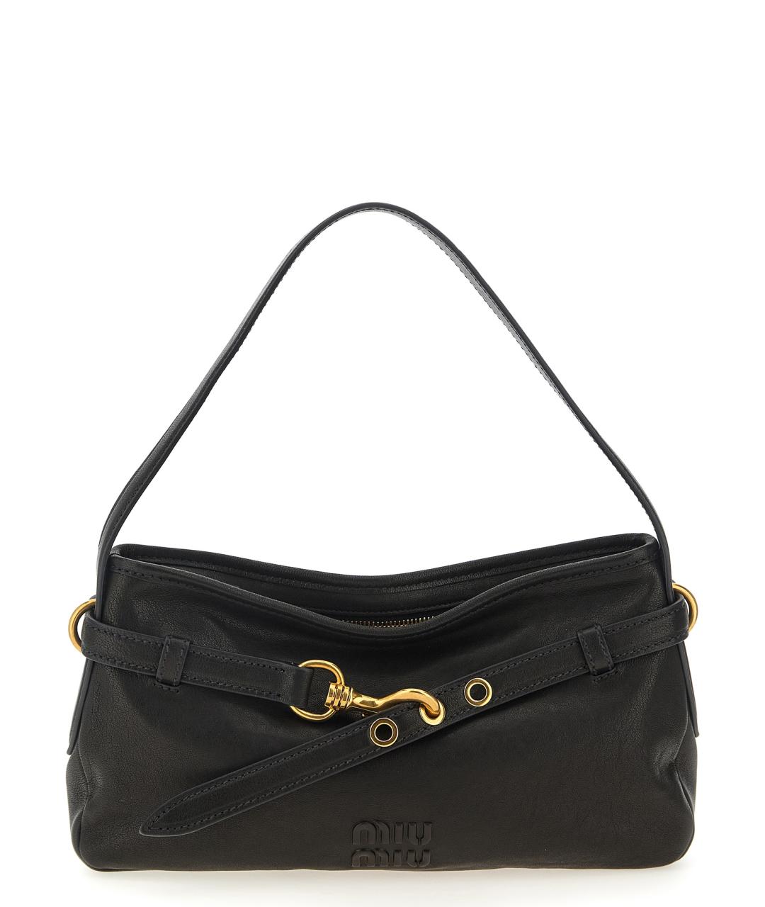 MIU MIU Черная кожаная сумка через плечо, фото 1