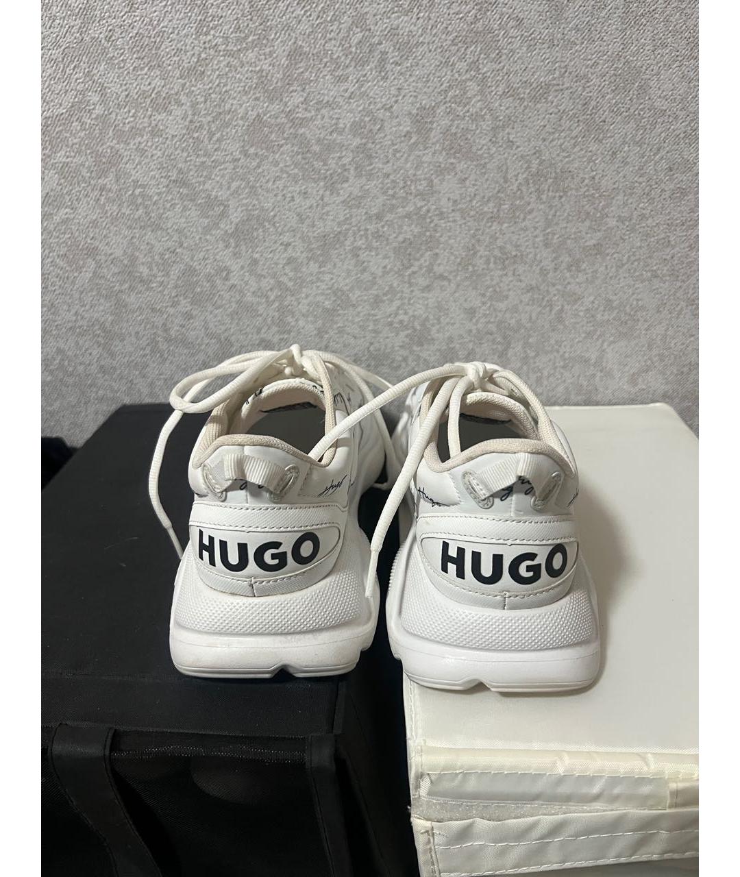 HUGO BOSS Белые текстильные низкие кроссовки / кеды, фото 4
