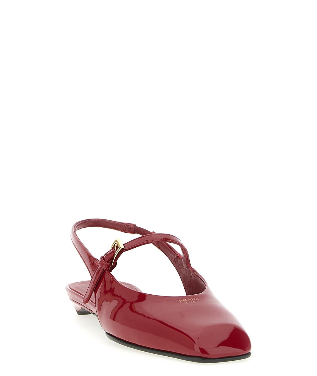 PRADA Красные кожаные балетки, фото 2