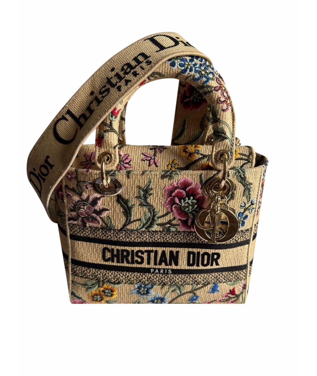 CHRISTIAN DIOR Бежевая жаккардовая сумка с короткими ручками, фото 1
