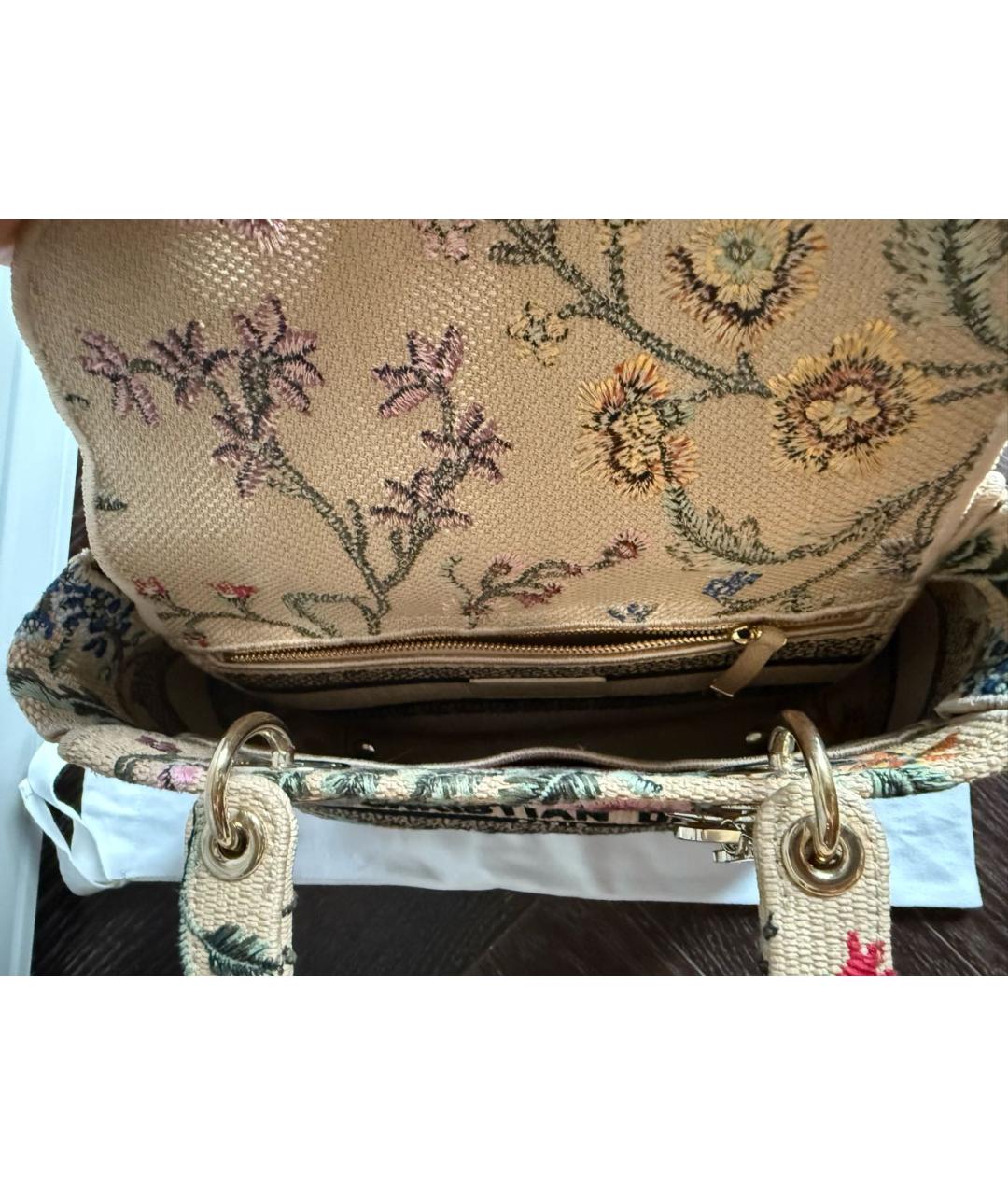 CHRISTIAN DIOR Бежевая жаккардовая сумка с короткими ручками, фото 4