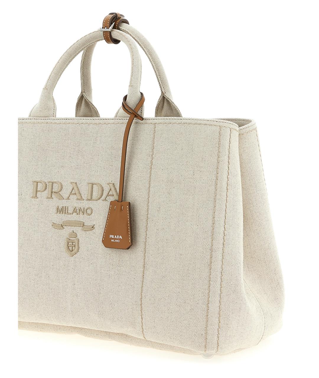 PRADA Бежевая хлопковая сумка тоут, фото 3