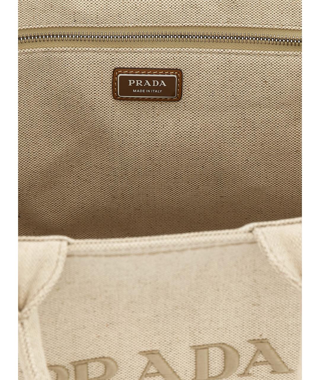PRADA Бежевая хлопковая сумка тоут, фото 4