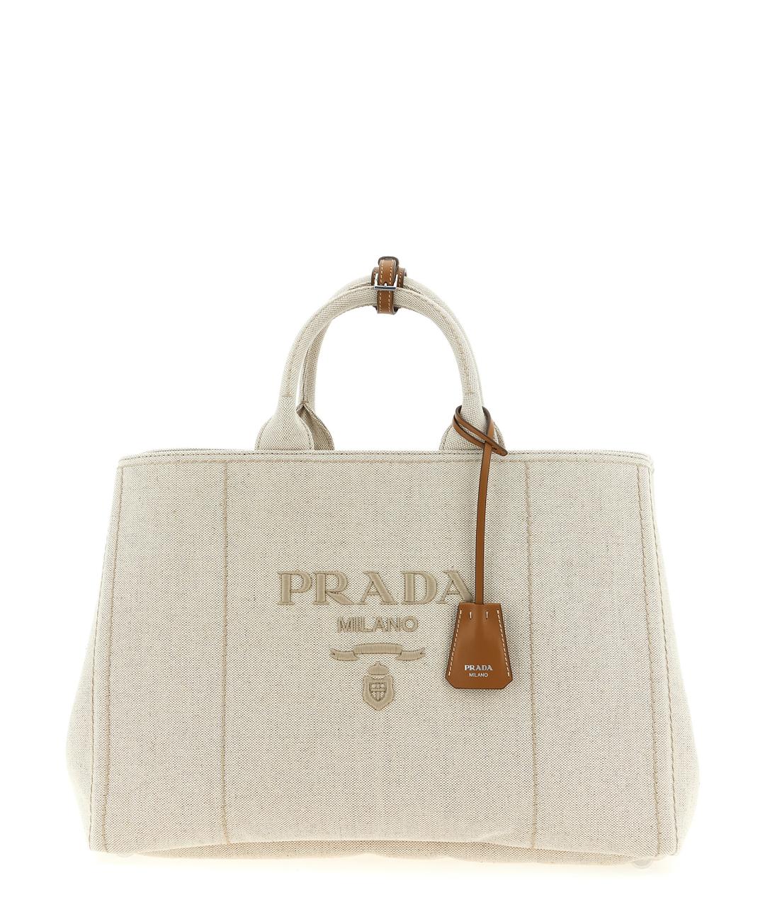 PRADA Бежевая хлопковая сумка тоут, фото 1