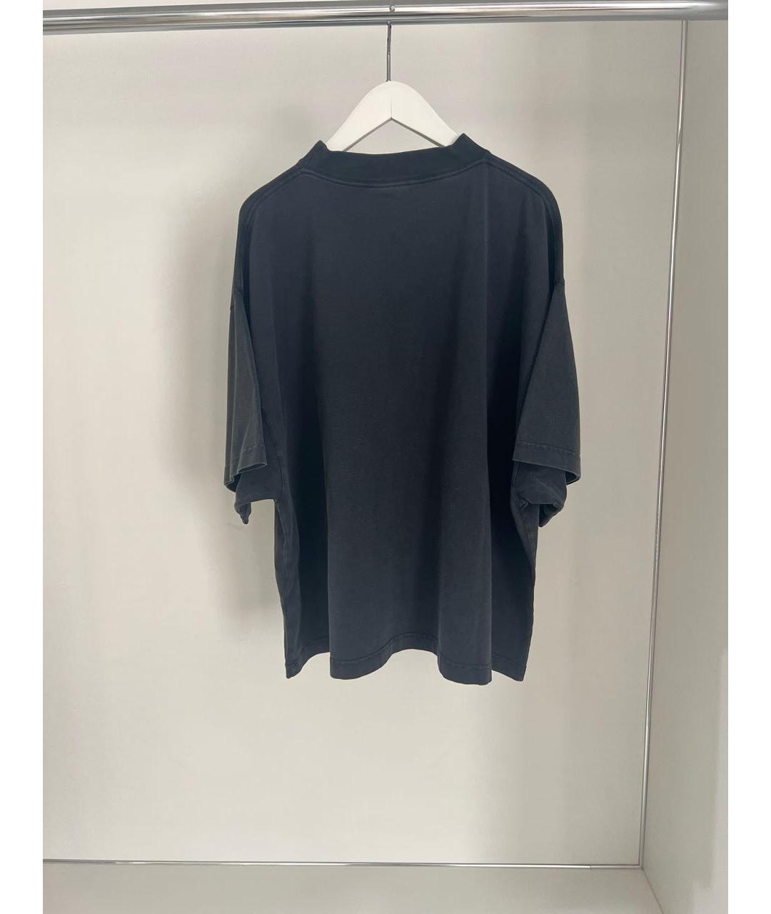 BALENCIAGA Черная хлопковая футболка, фото 2