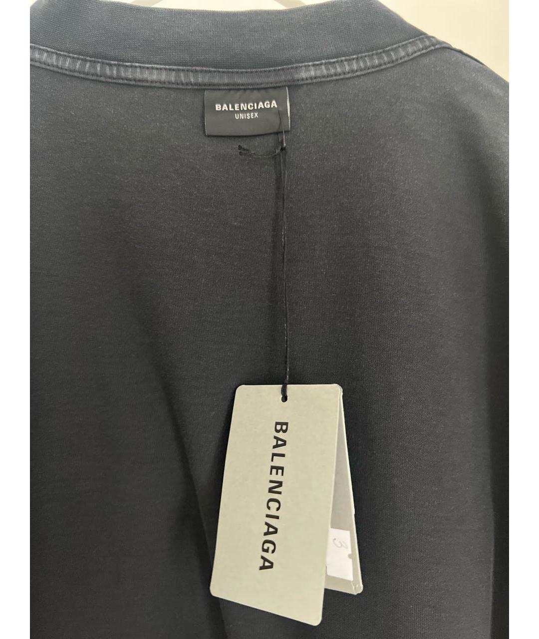 BALENCIAGA Черная хлопковая футболка, фото 3