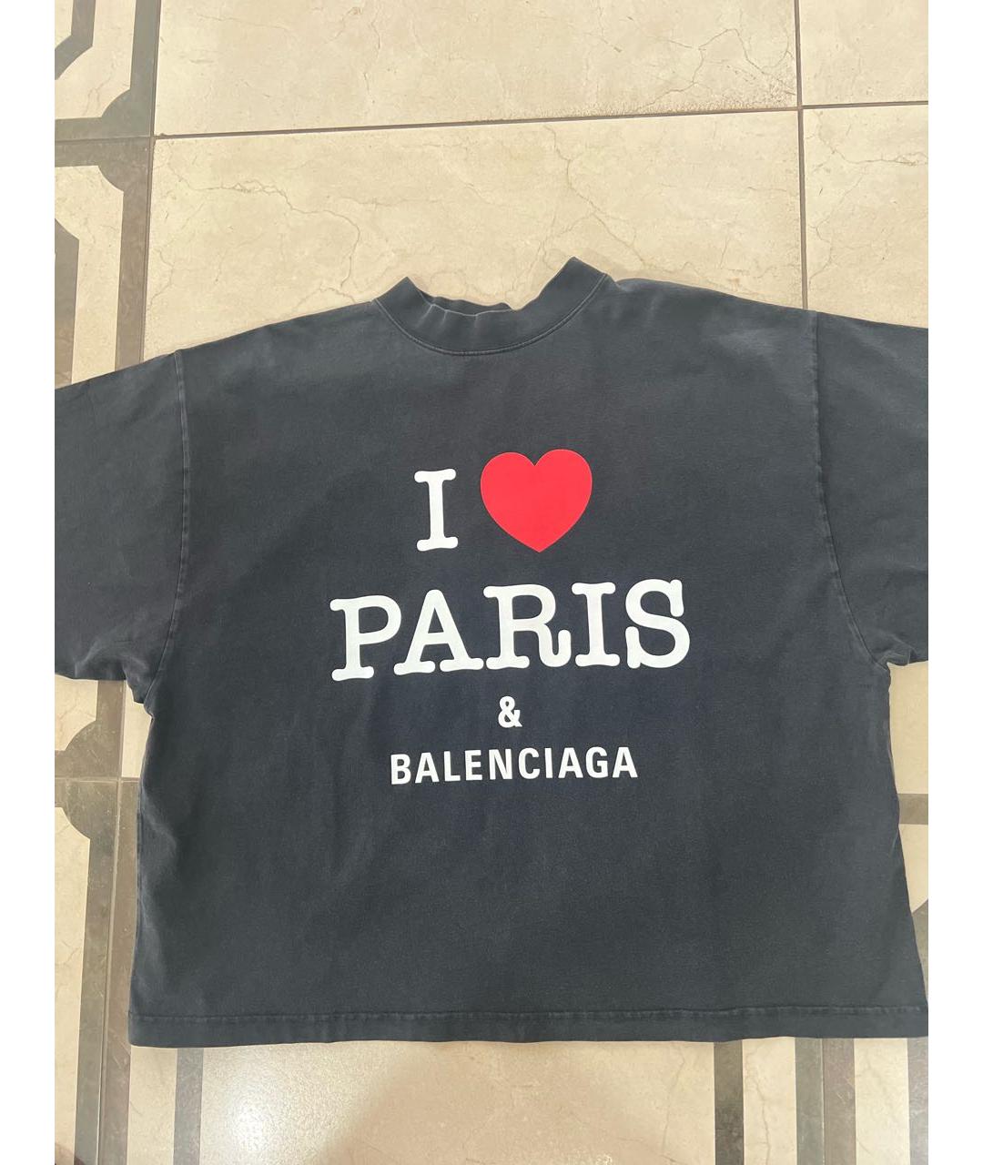 BALENCIAGA Черная хлопковая футболка, фото 4