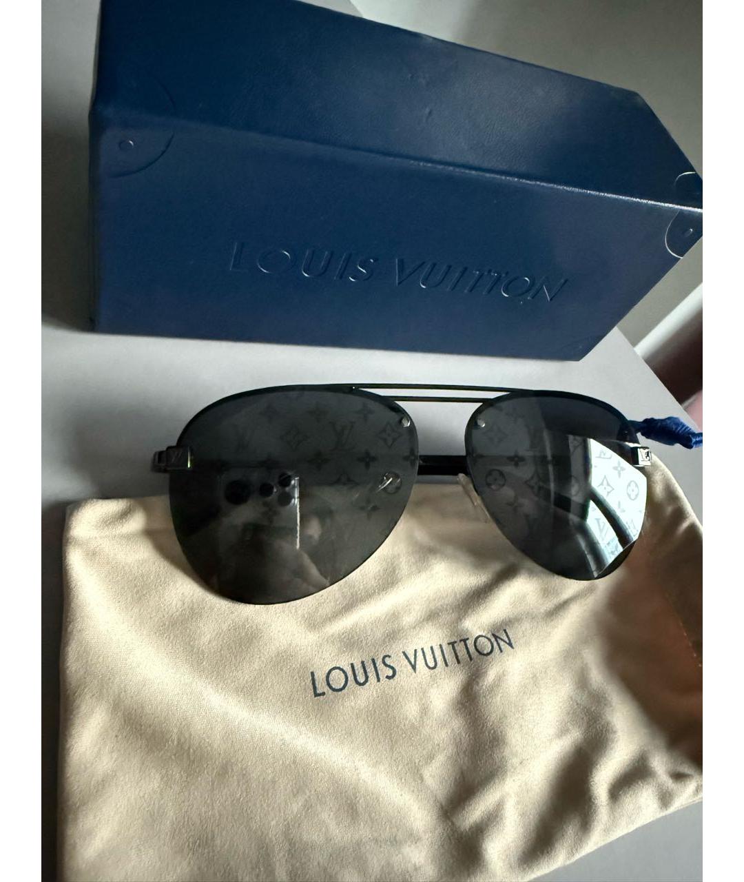 LOUIS VUITTON Черные металлические солнцезащитные очки, фото 4