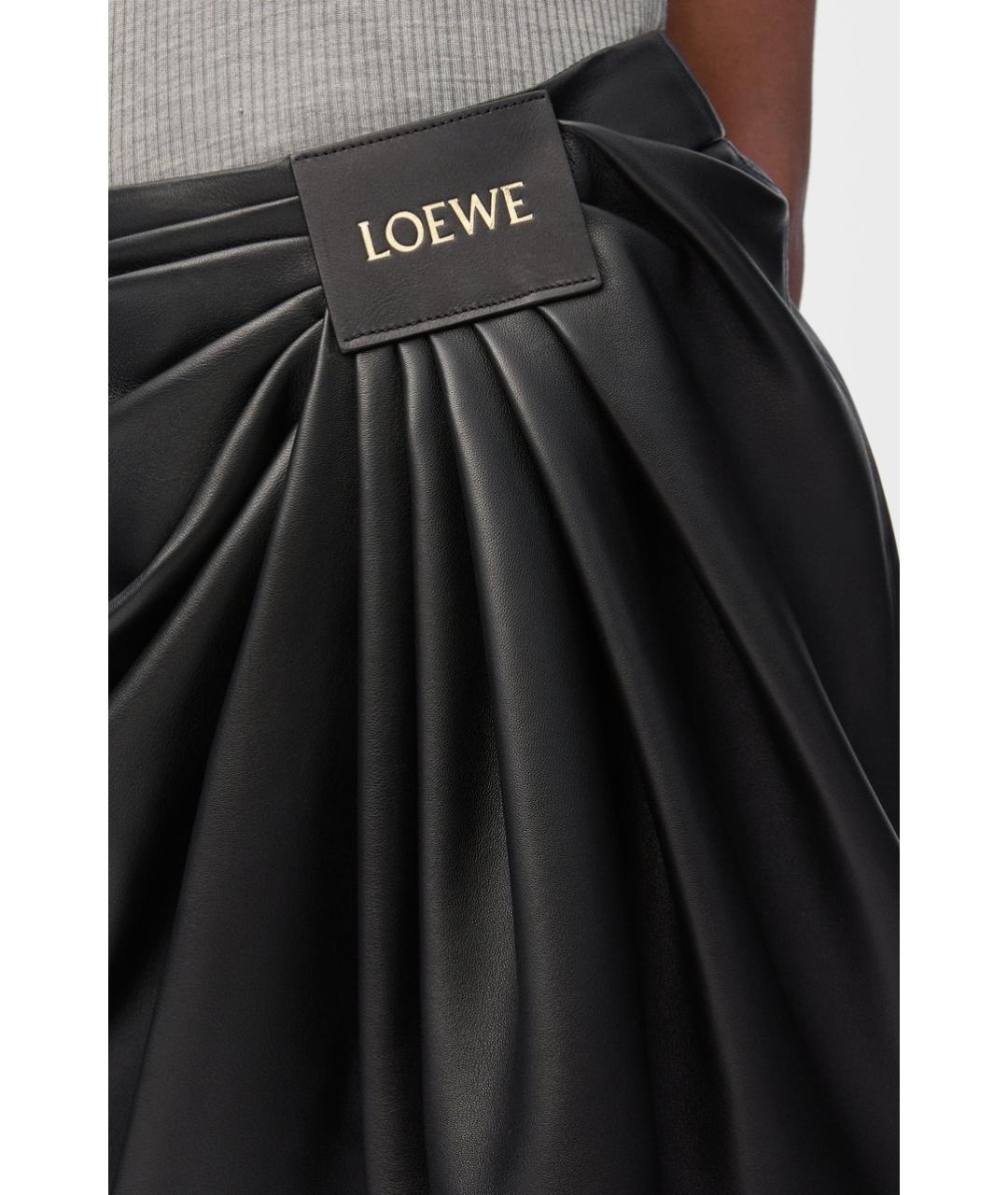 LOEWE Черная кожаная юбка мини, фото 9