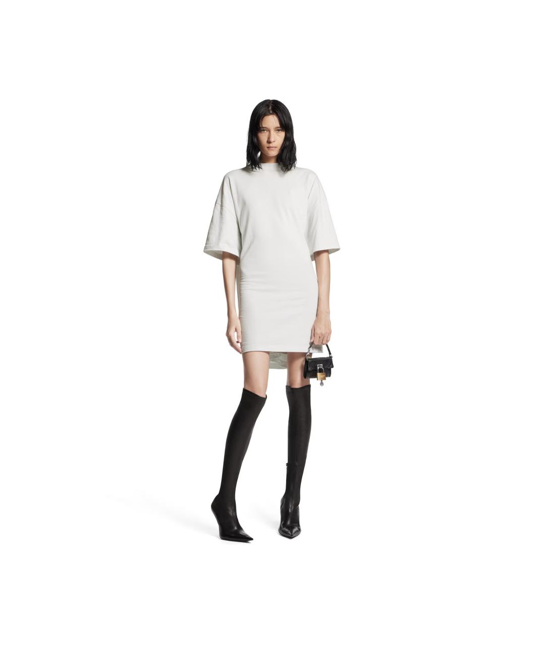 BALENCIAGA Белое хлопковое повседневное платье, фото 5