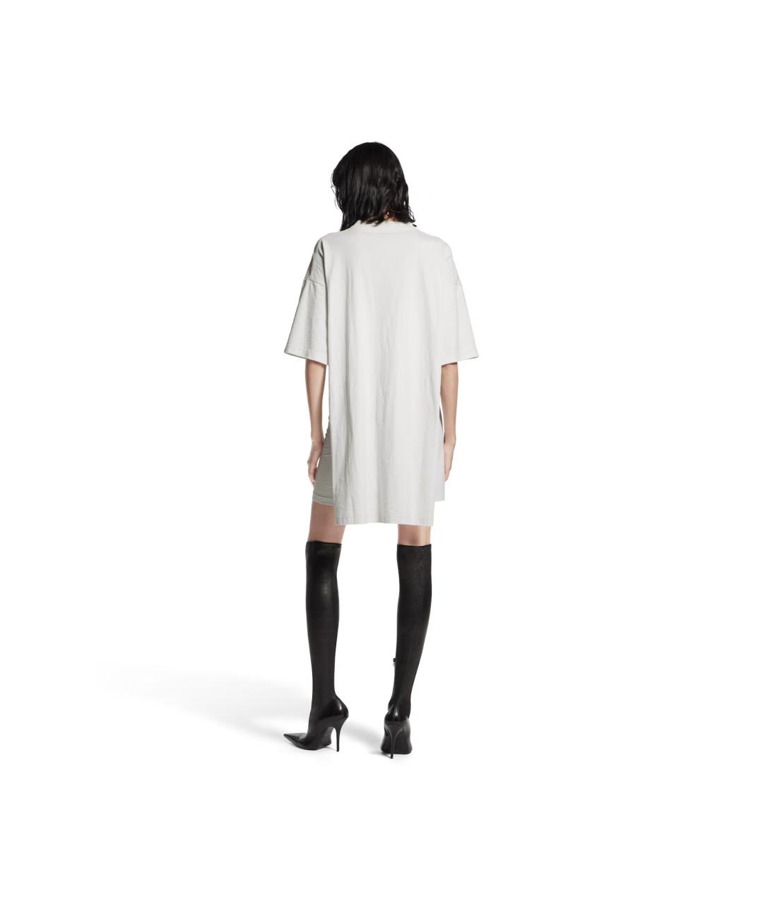 BALENCIAGA Белое хлопковое повседневное платье, фото 7
