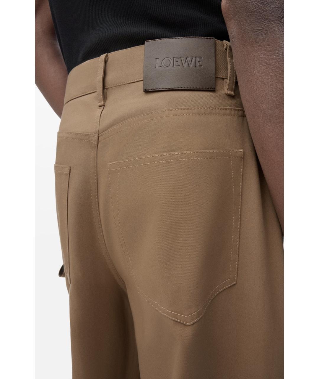 LOEWE Бежевые хлопковые повседневные брюки, фото 8