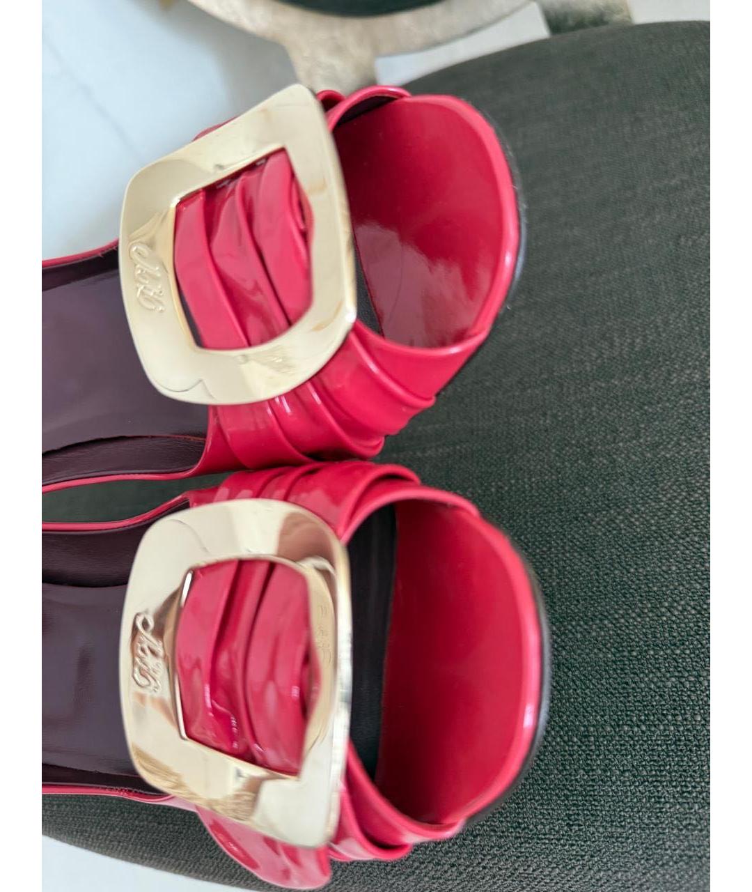 ROGER VIVIER Фуксия кожаные туфли, фото 5