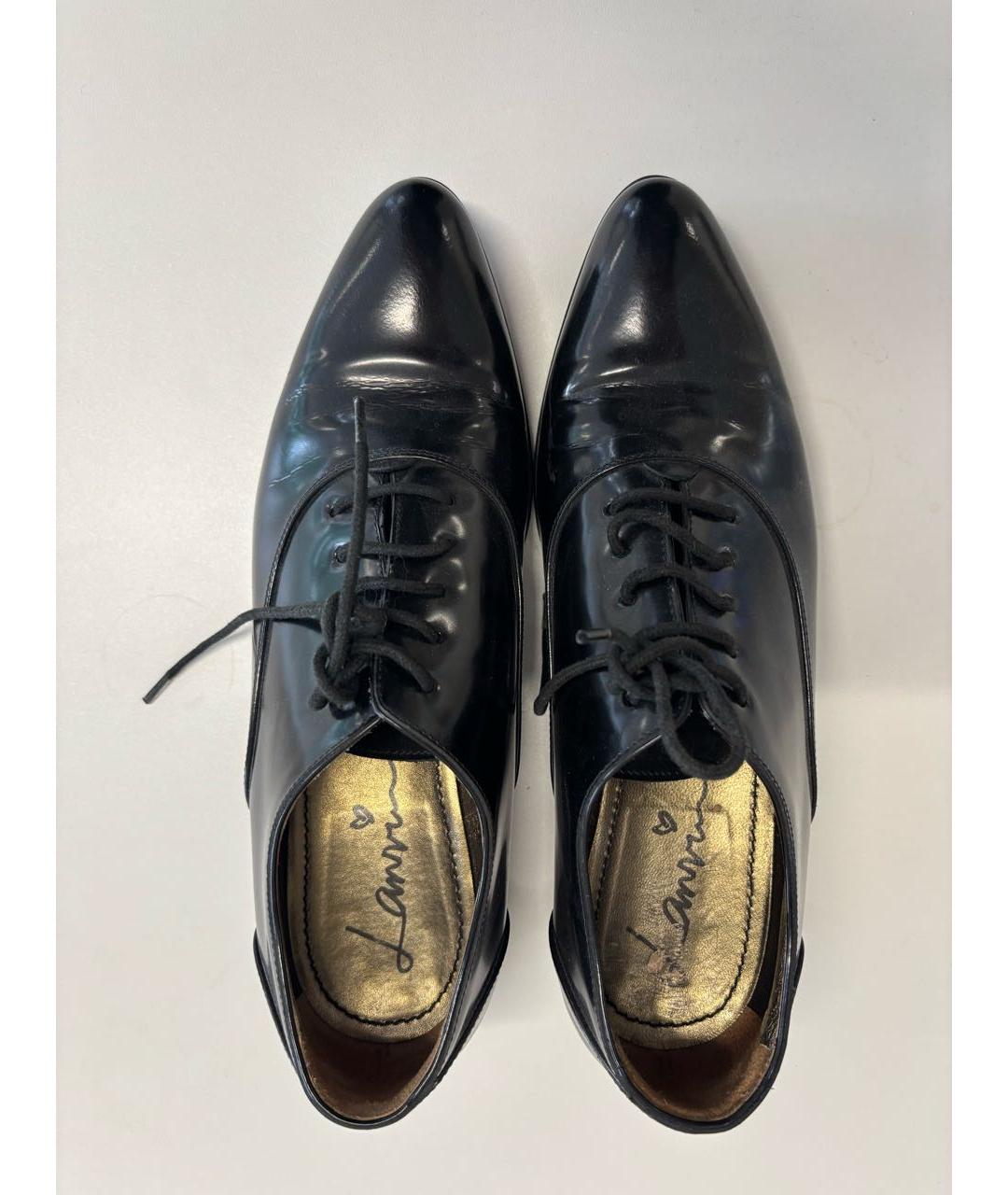 LANVIN Черные кожаные брогги и оксфорды, фото 2