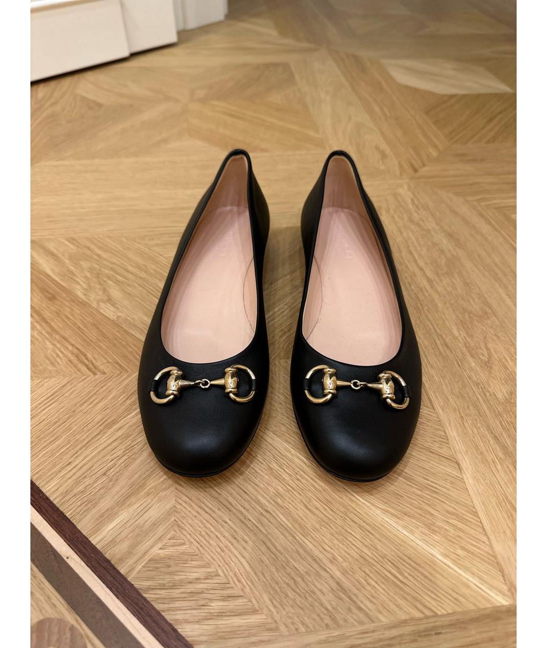 GUCCI Черные кожаные балетки, фото 2