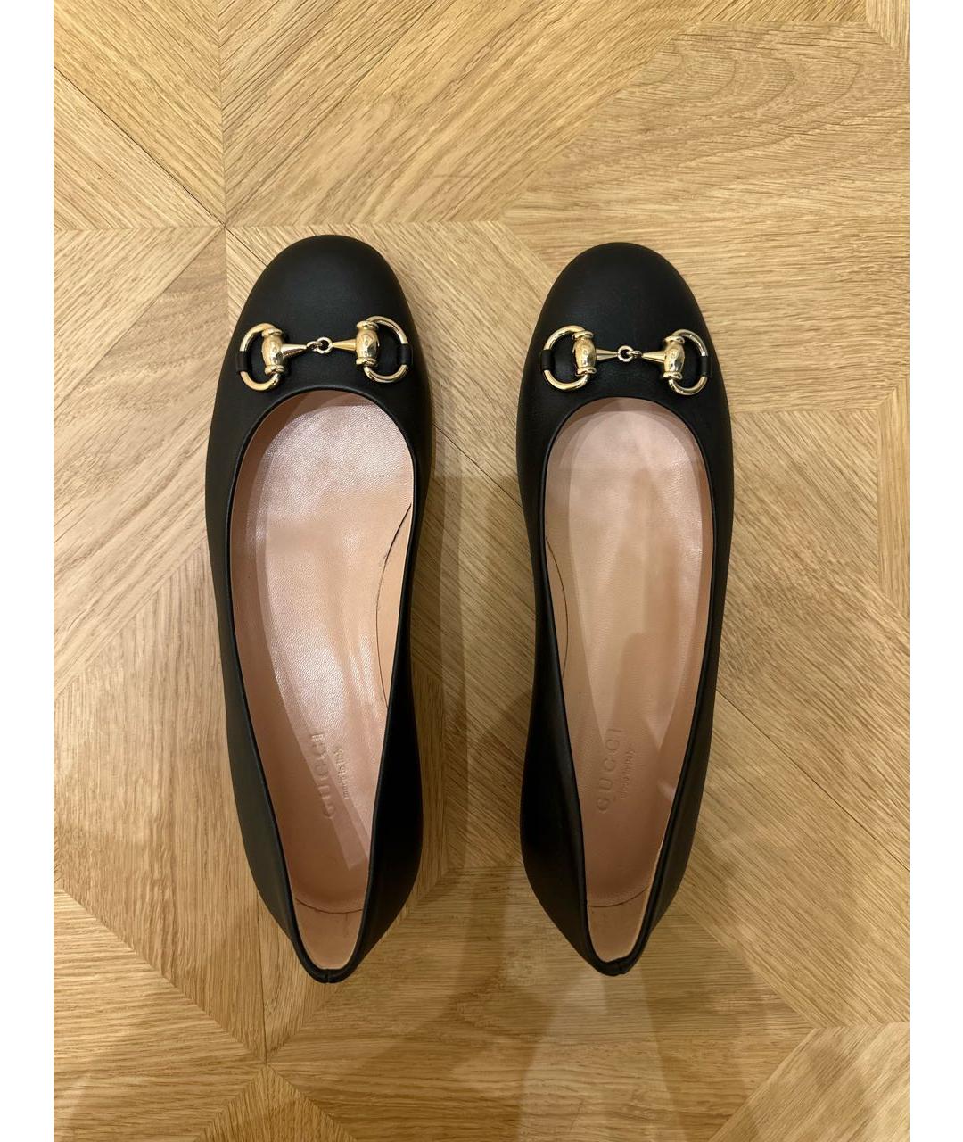 GUCCI Черные кожаные балетки, фото 3