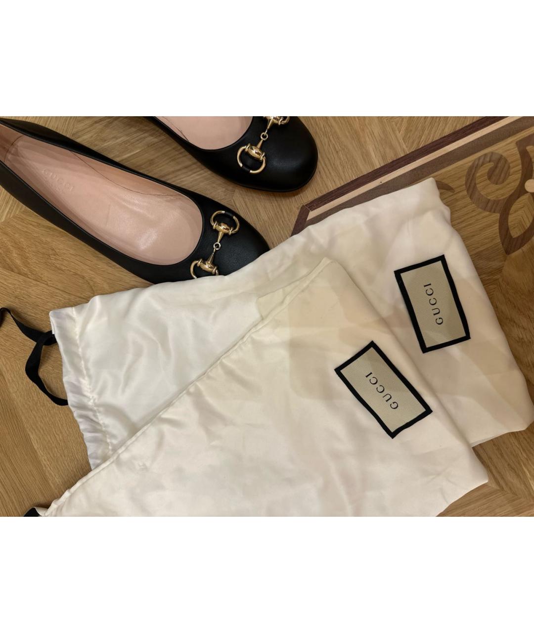 GUCCI Черные кожаные балетки, фото 5