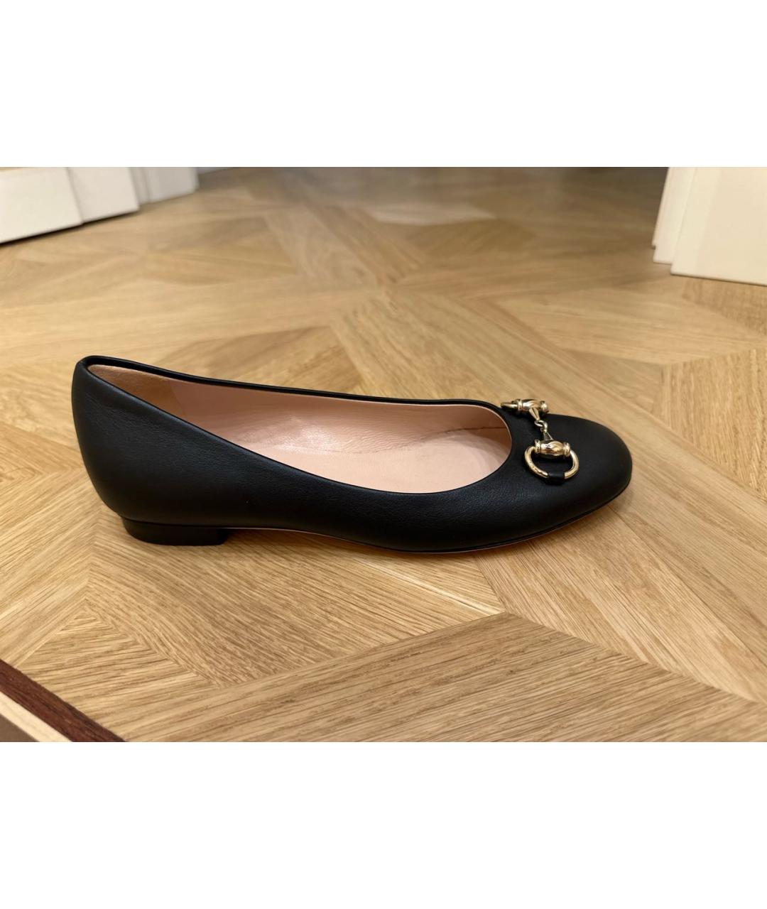 GUCCI Черные кожаные балетки, фото 8