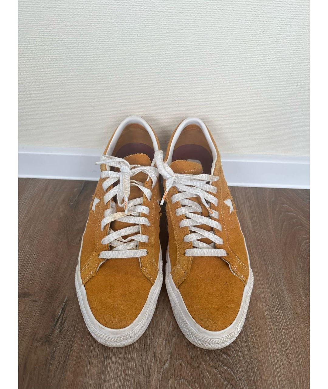 CONVERSE Горчичные замшевые низкие кроссовки / кеды, фото 3