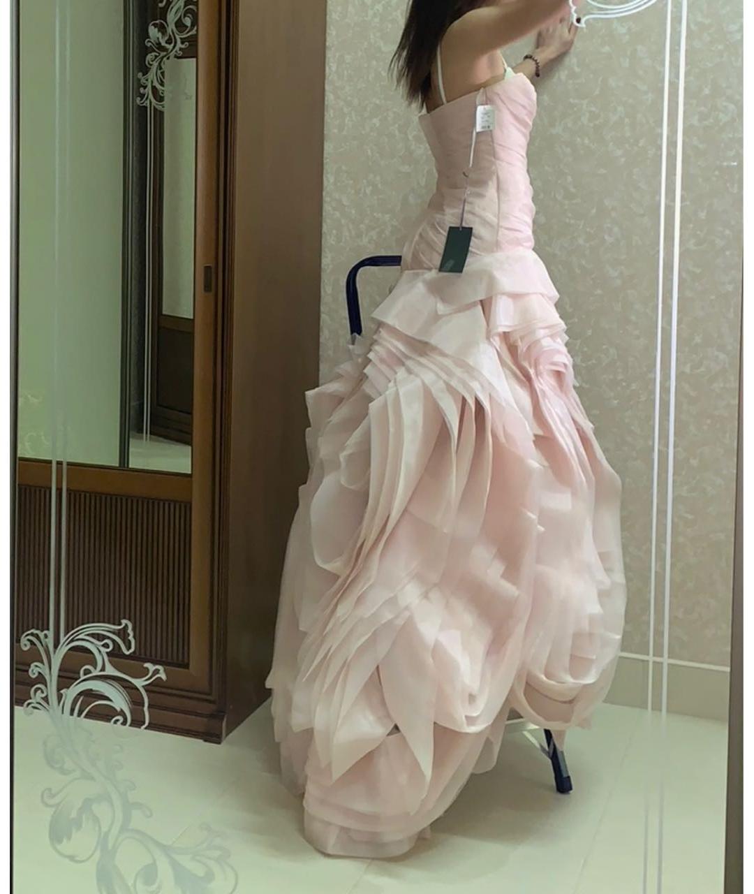 VERA WANG Розовое шифоновое свадебное платье, фото 5
