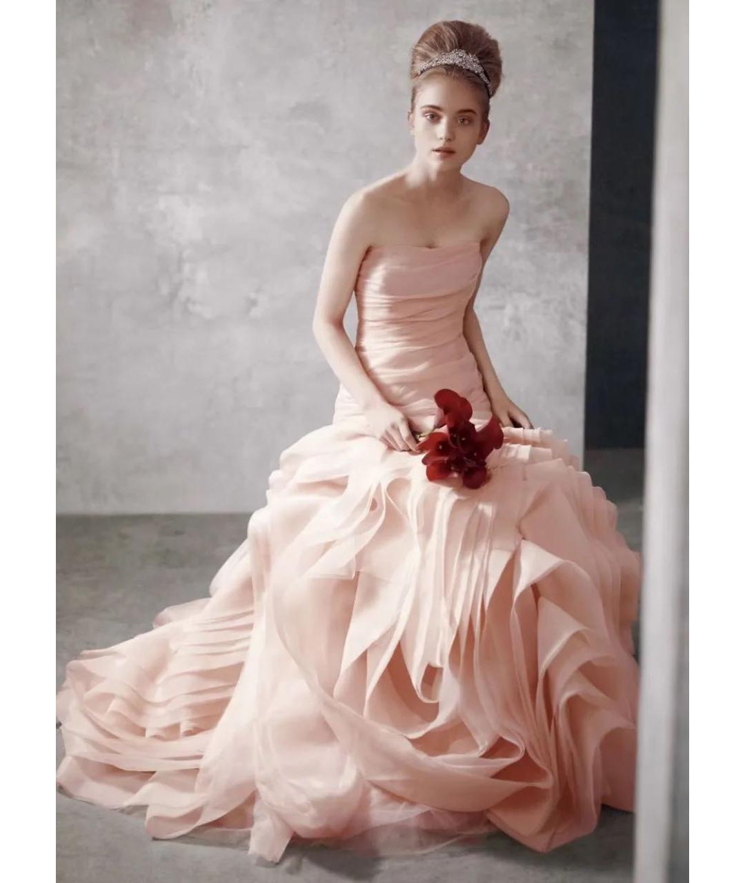 VERA WANG Розовое шифоновое свадебное платье, фото 3