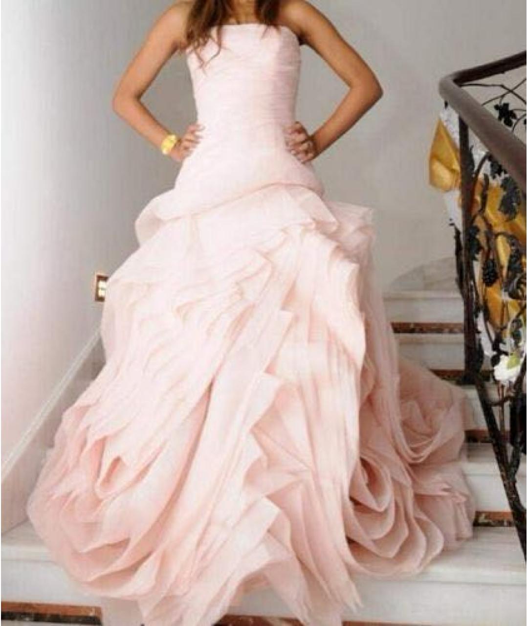 VERA WANG Розовое шифоновое свадебное платье, фото 4