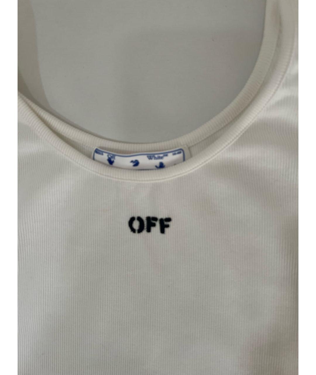 OFF-WHITE Белая хлопко-эластановая майка, фото 5
