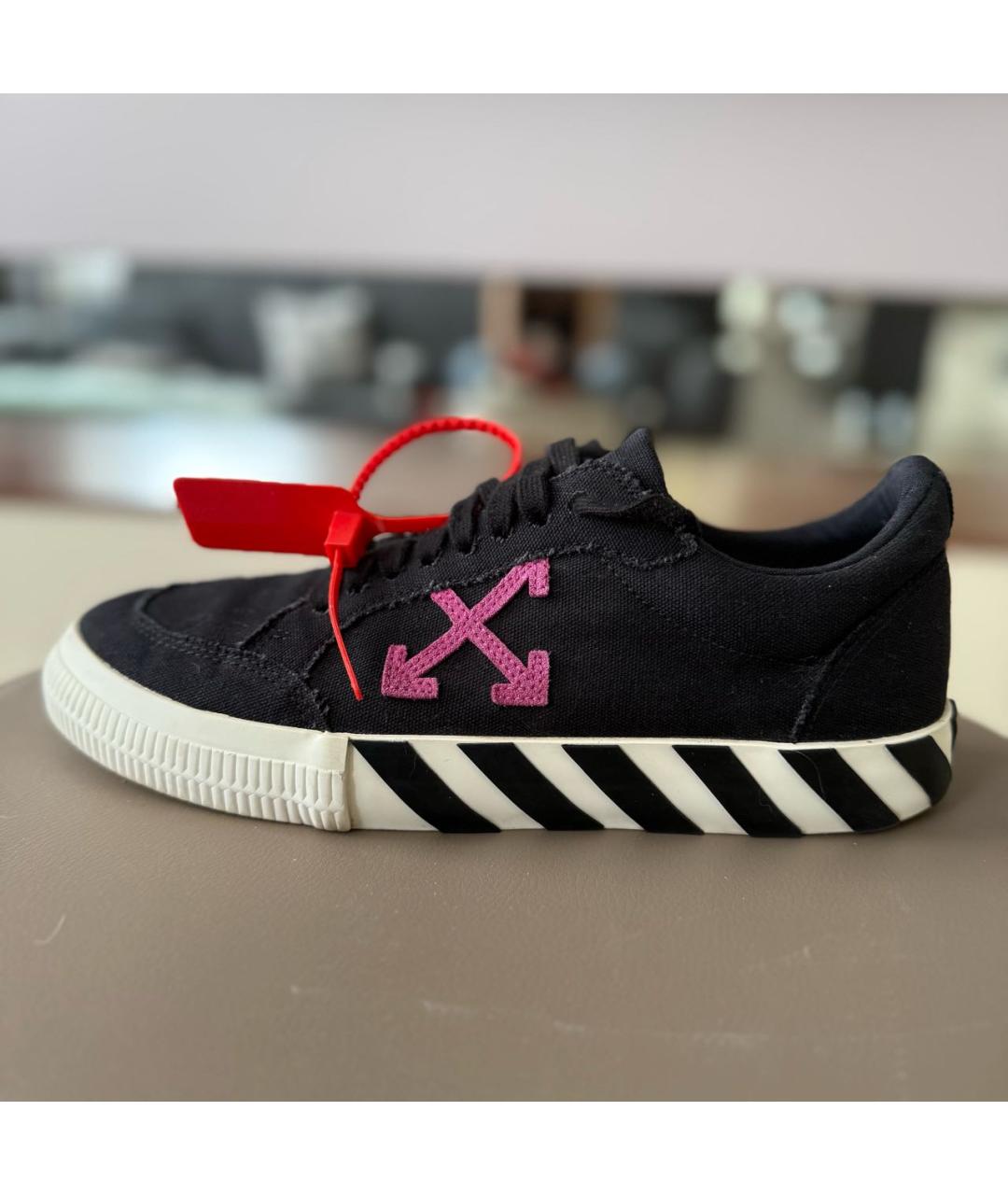 OFF-WHITE Черные текстильные низкие кроссовки / кеды, фото 7