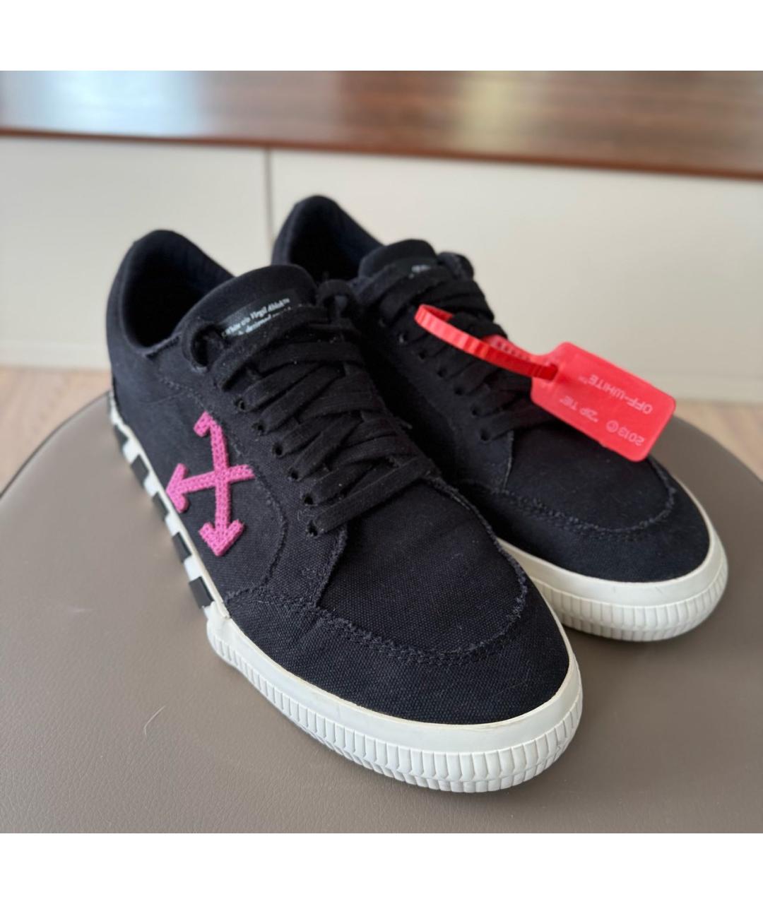 OFF-WHITE Черные текстильные низкие кроссовки / кеды, фото 6
