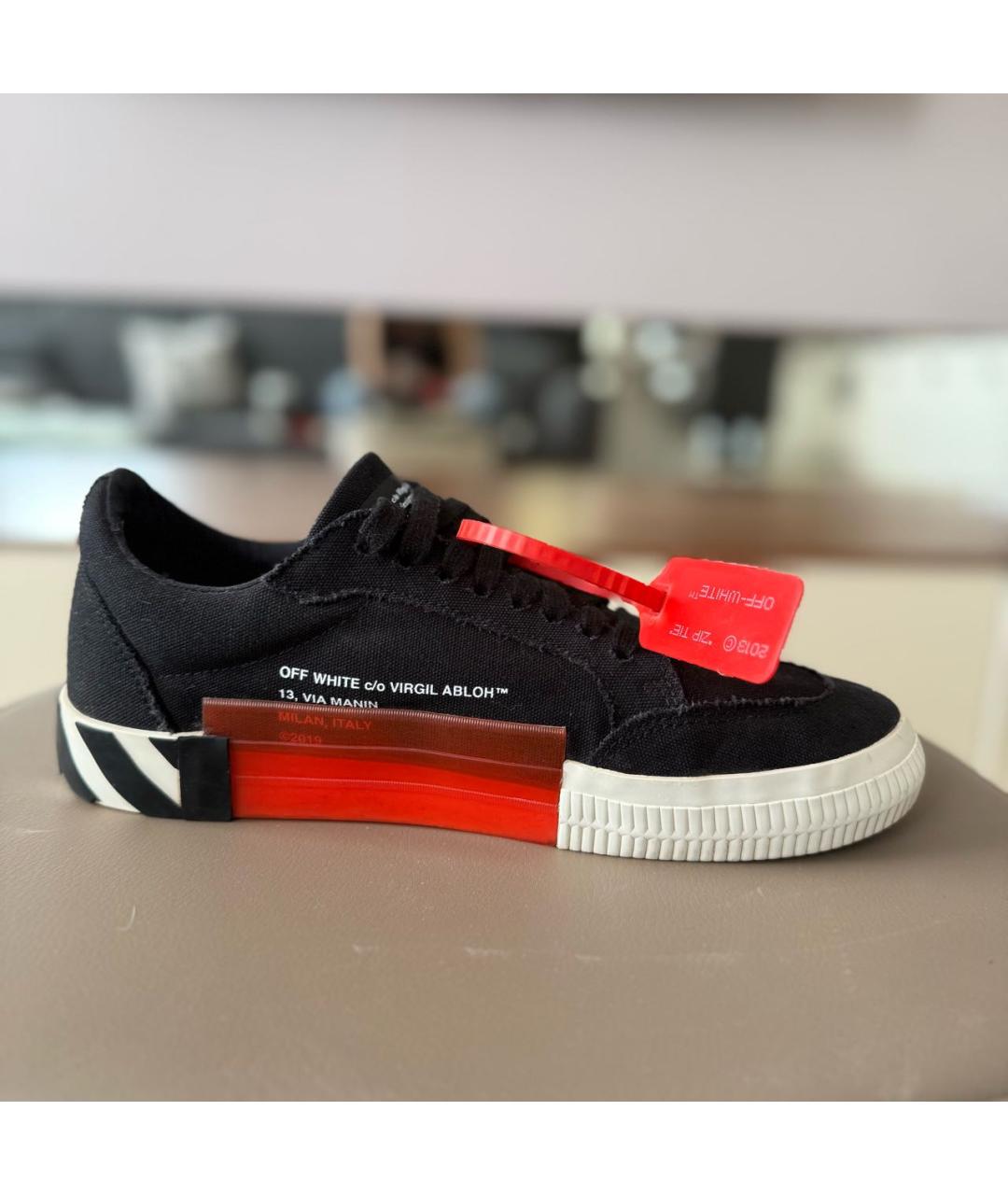 OFF-WHITE Черные текстильные низкие кроссовки / кеды, фото 5