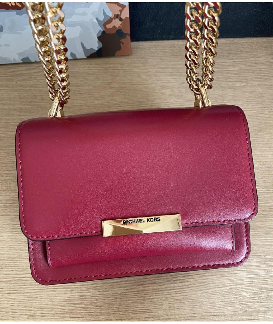 MICHAEL KORS Бордовая кожаная сумка через плечо, фото 5
