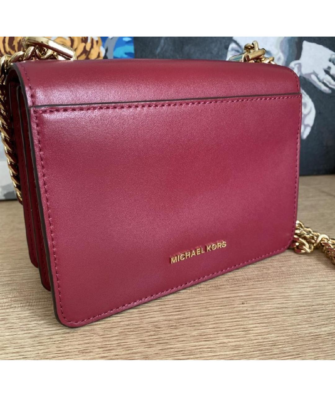 MICHAEL KORS Бордовая кожаная сумка через плечо, фото 6
