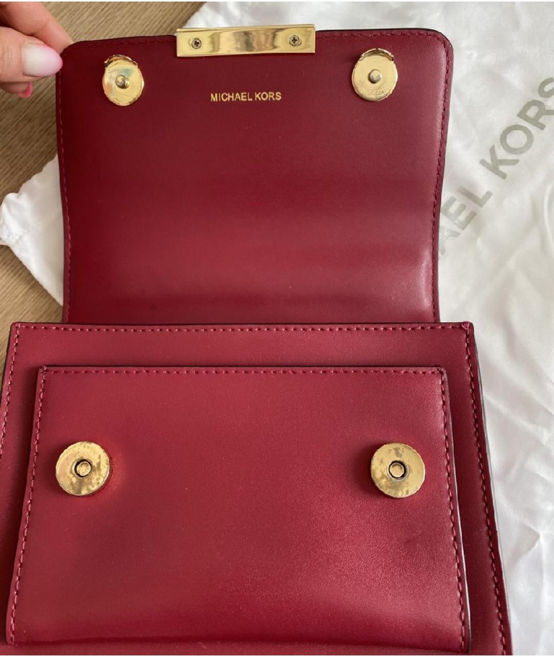 MICHAEL KORS Бордовая кожаная сумка через плечо, фото 8