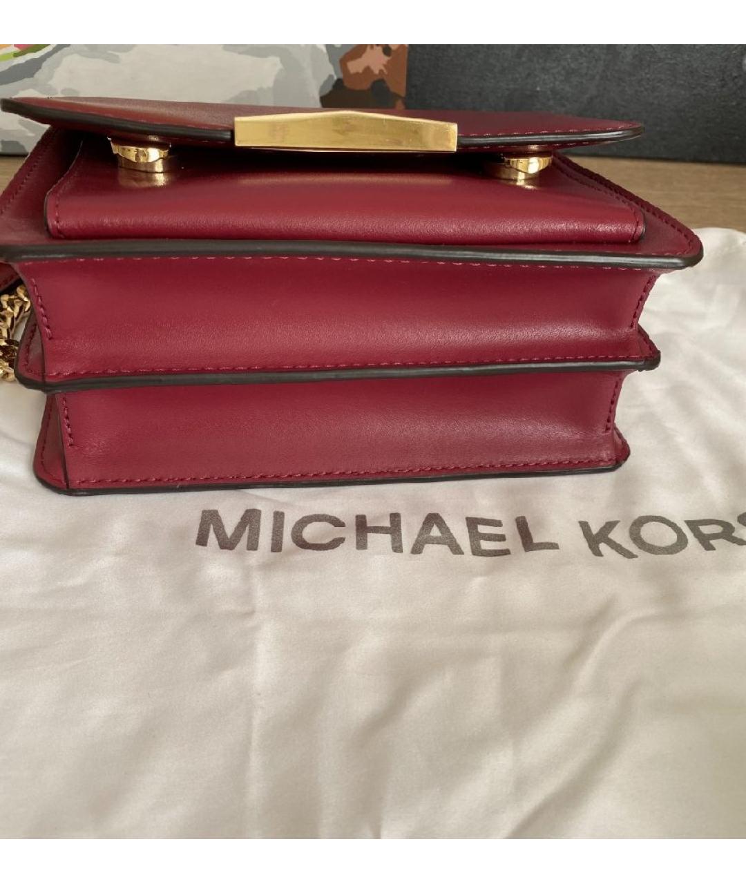 MICHAEL KORS Бордовая кожаная сумка через плечо, фото 7