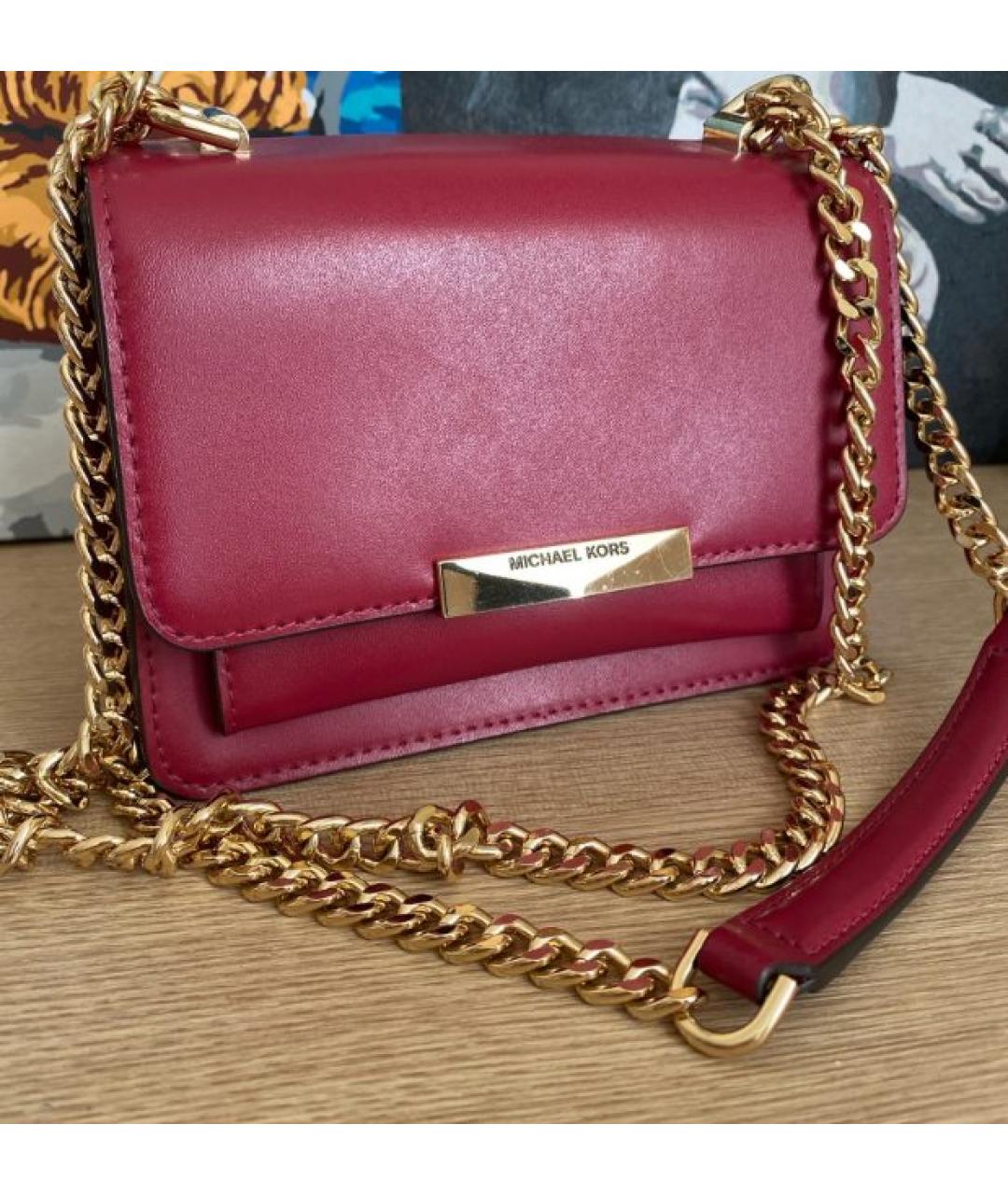 MICHAEL KORS Бордовая кожаная сумка через плечо, фото 9