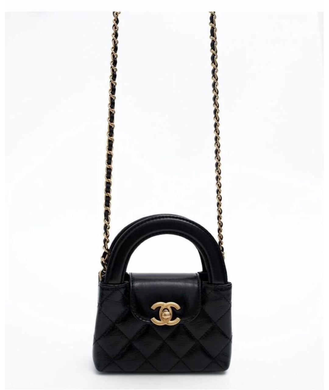 CHANEL Черная кожаная сумка с короткими ручками, фото 6