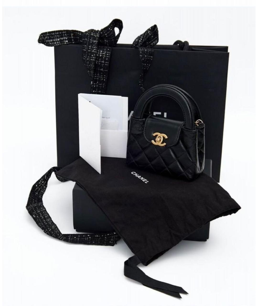 CHANEL Черная кожаная сумка с короткими ручками, фото 7