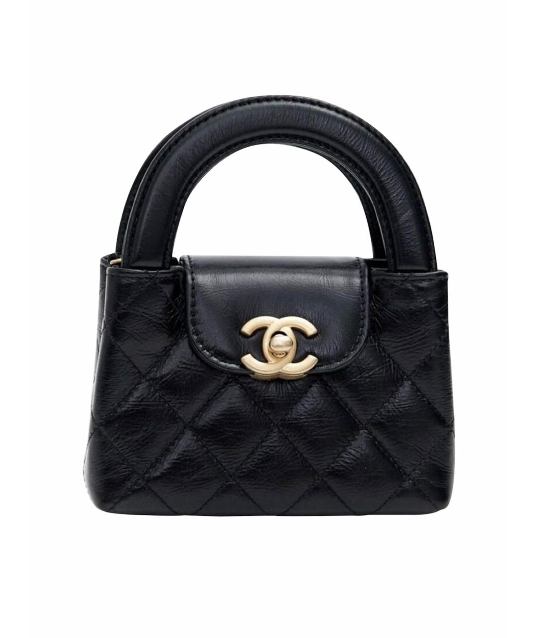 CHANEL Черная кожаная сумка с короткими ручками, фото 1