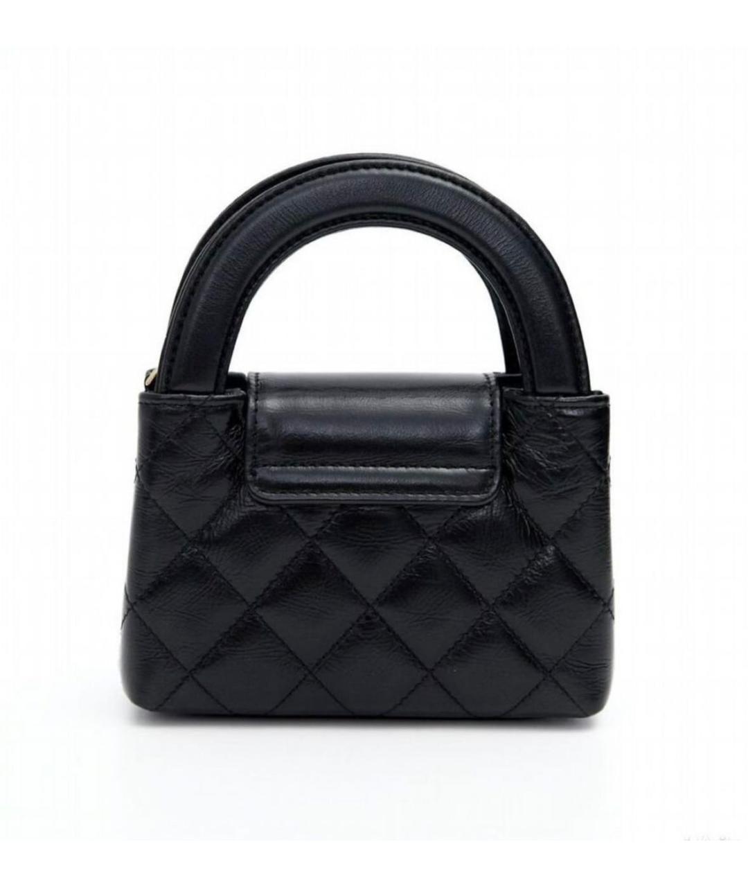 CHANEL Черная кожаная сумка с короткими ручками, фото 2