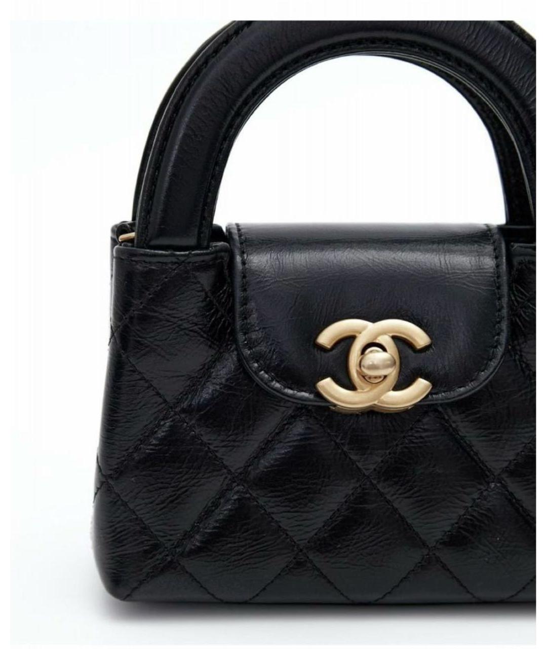 CHANEL Черная кожаная сумка с короткими ручками, фото 3