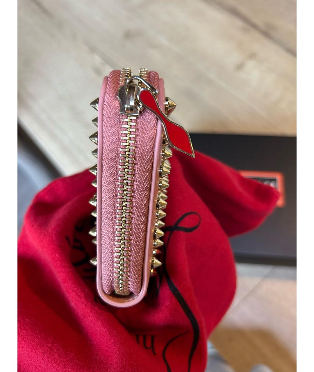 CHRISTIAN LOUBOUTIN Коралловый кожаный кошелек, фото 5