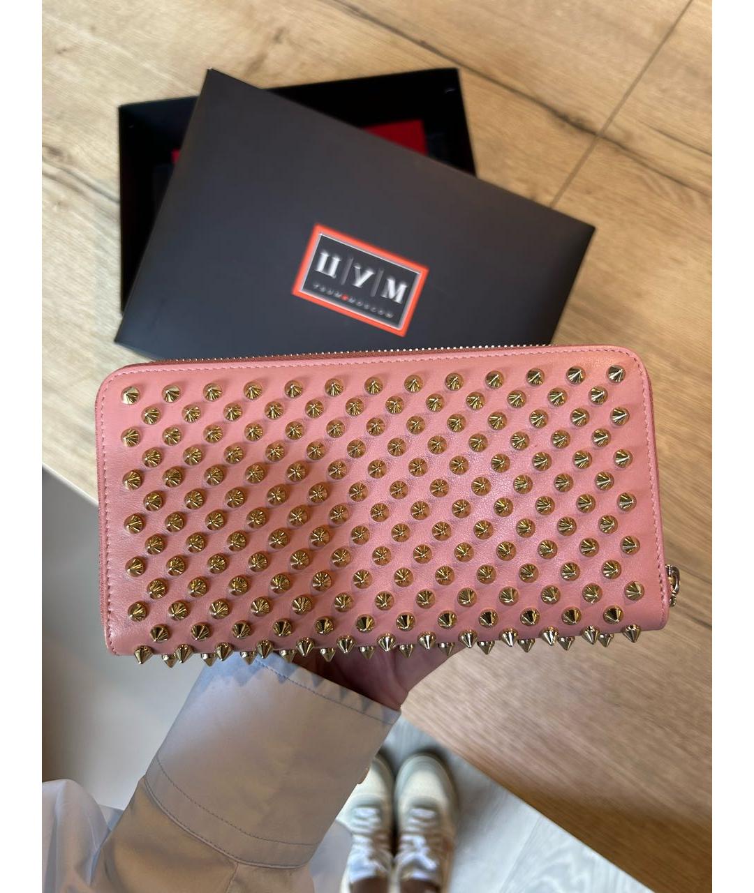 CHRISTIAN LOUBOUTIN Коралловый кожаный кошелек, фото 2