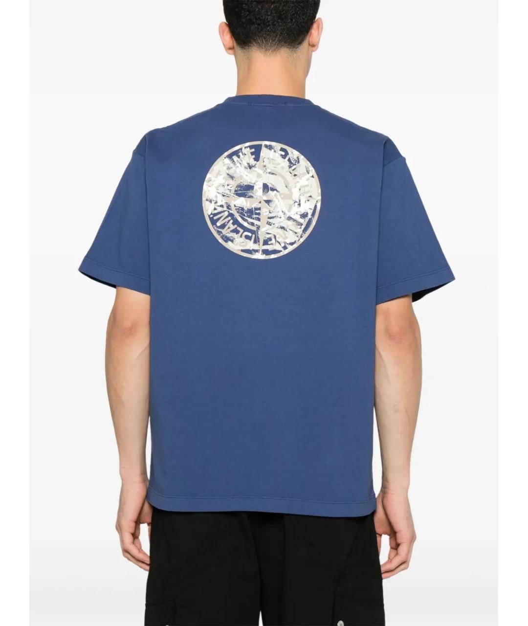 STONE ISLAND Синяя хлопковая футболка, фото 3